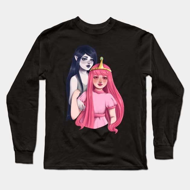 Marceline and Bubblegum princess Long Sleeve T-Shirt by Adelaidelia